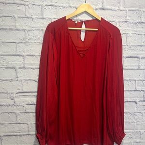 Maurices 3x Red Blouse with Keyhole Detail